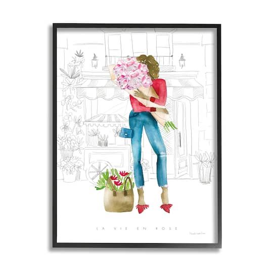 Stupell Industries La Vie En Rose French Phrase Parisian Pink Framed Wall Art